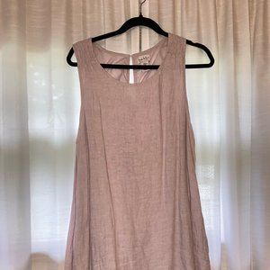 Knee Length 100% Linen Dress Pastel Purple